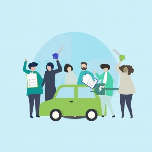 auto delen met de straat