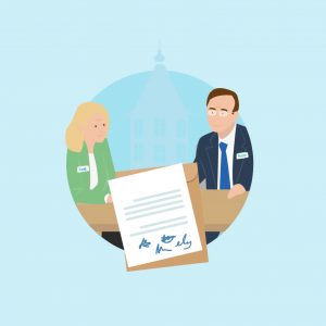 Sigrid Kaag en Mark Rutte aan onderhandelingstafel