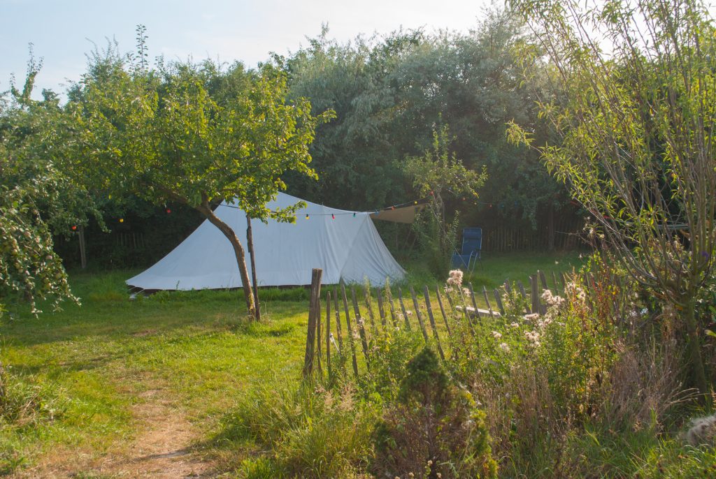 Tent in boomgaard
