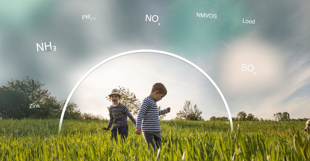 Kinderen in bubbel met vervuiling