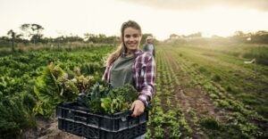 Vrouw met groente - biologisch
