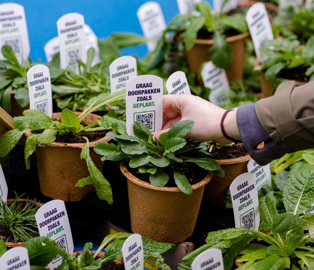 Foto van planten met tekst 'graag doorpakken zoals geplant'